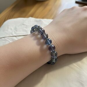 Elegant Blue and Purple Beaded Bracelet Stretchy